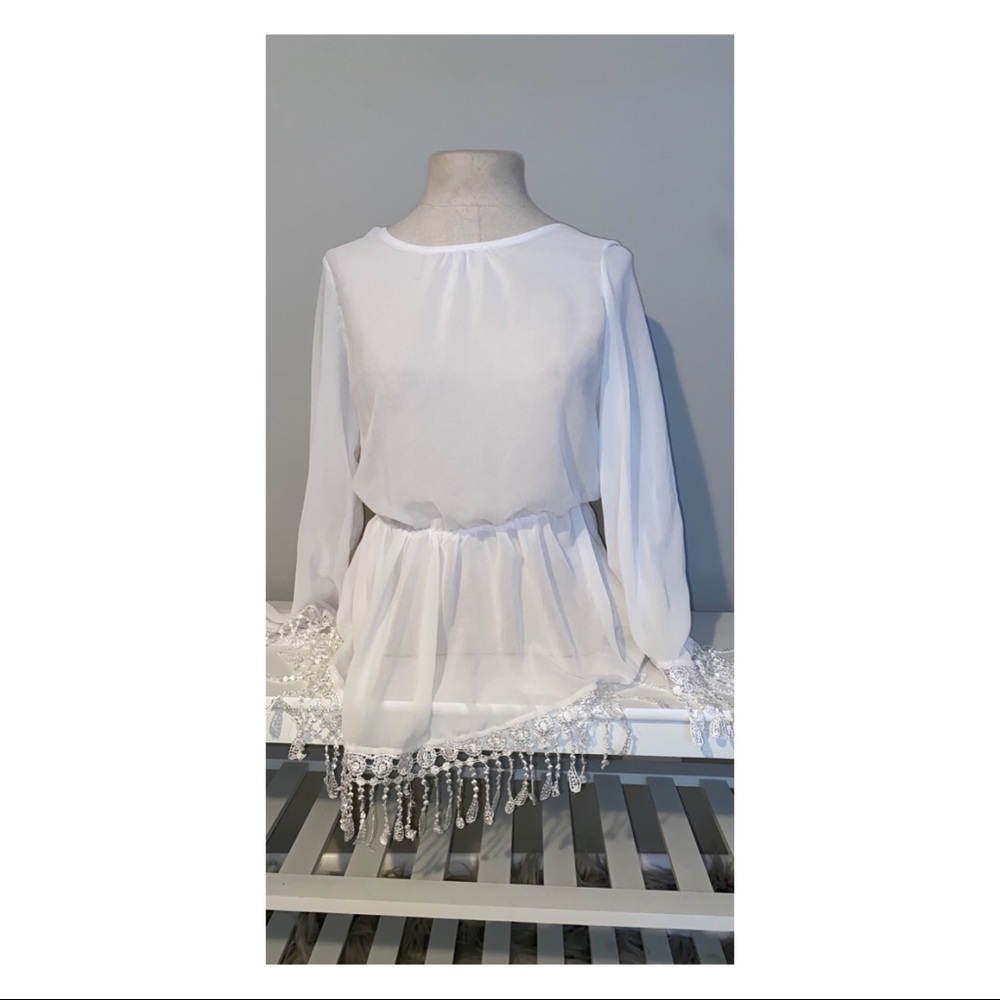 Woman’s Sheer Fringe Blouse